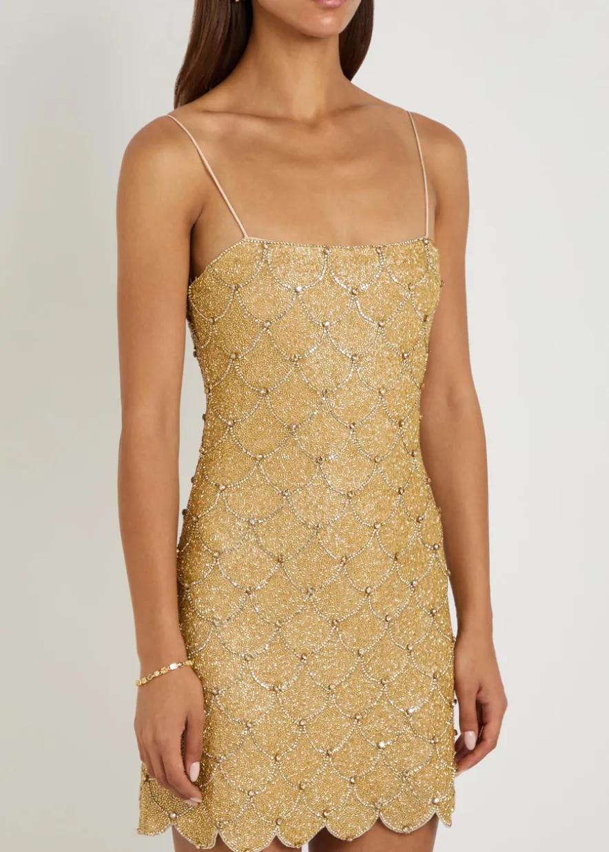 Nina scalloped embellished mini dress