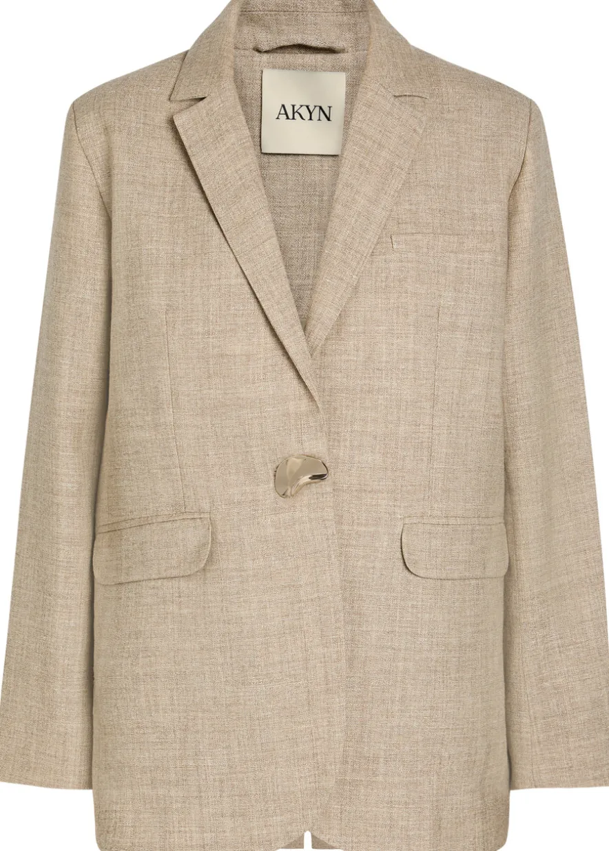 Noor linen and wool-blend blazer
