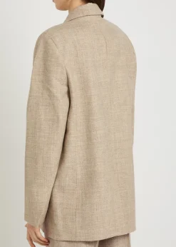 Noor linen and wool-blend blazer