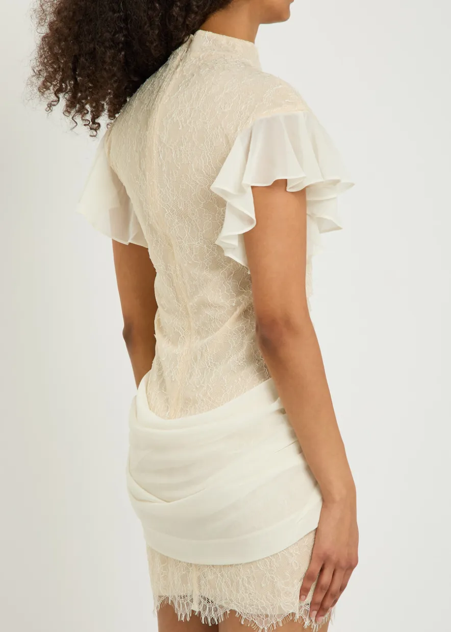 Noor ruffled lace mini dress