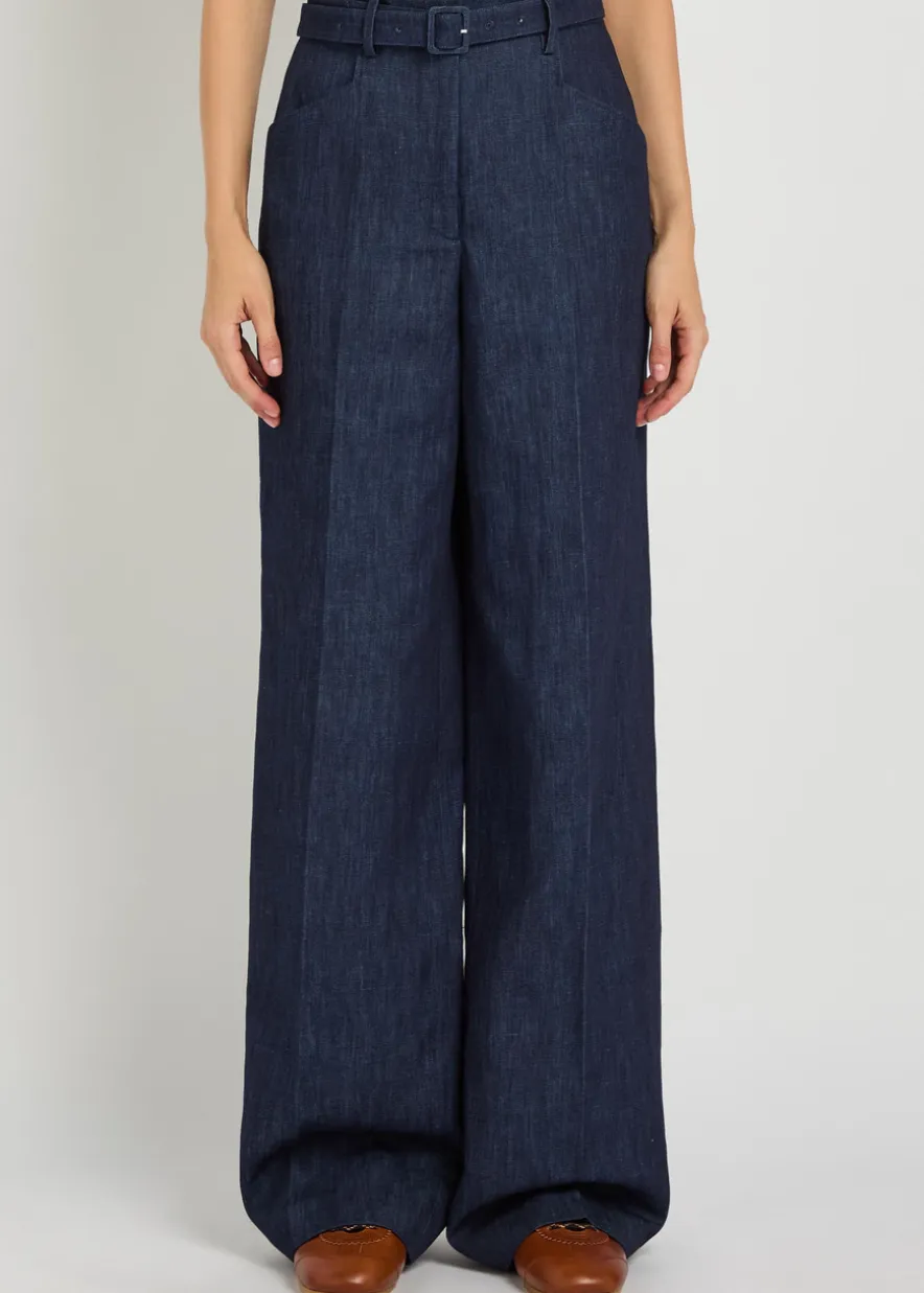 Norman belted wide-leg trousers