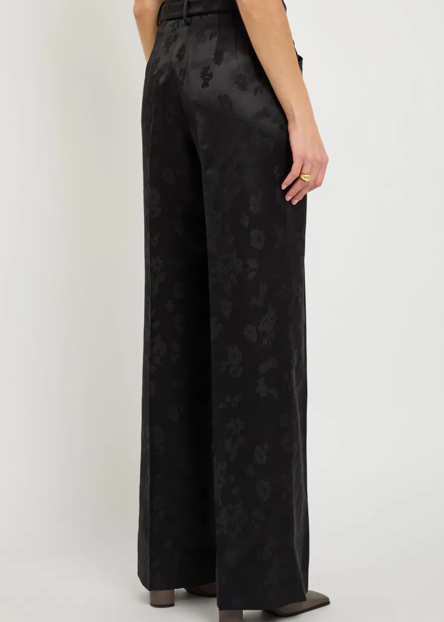 Norman floral-jacquard silk trousers