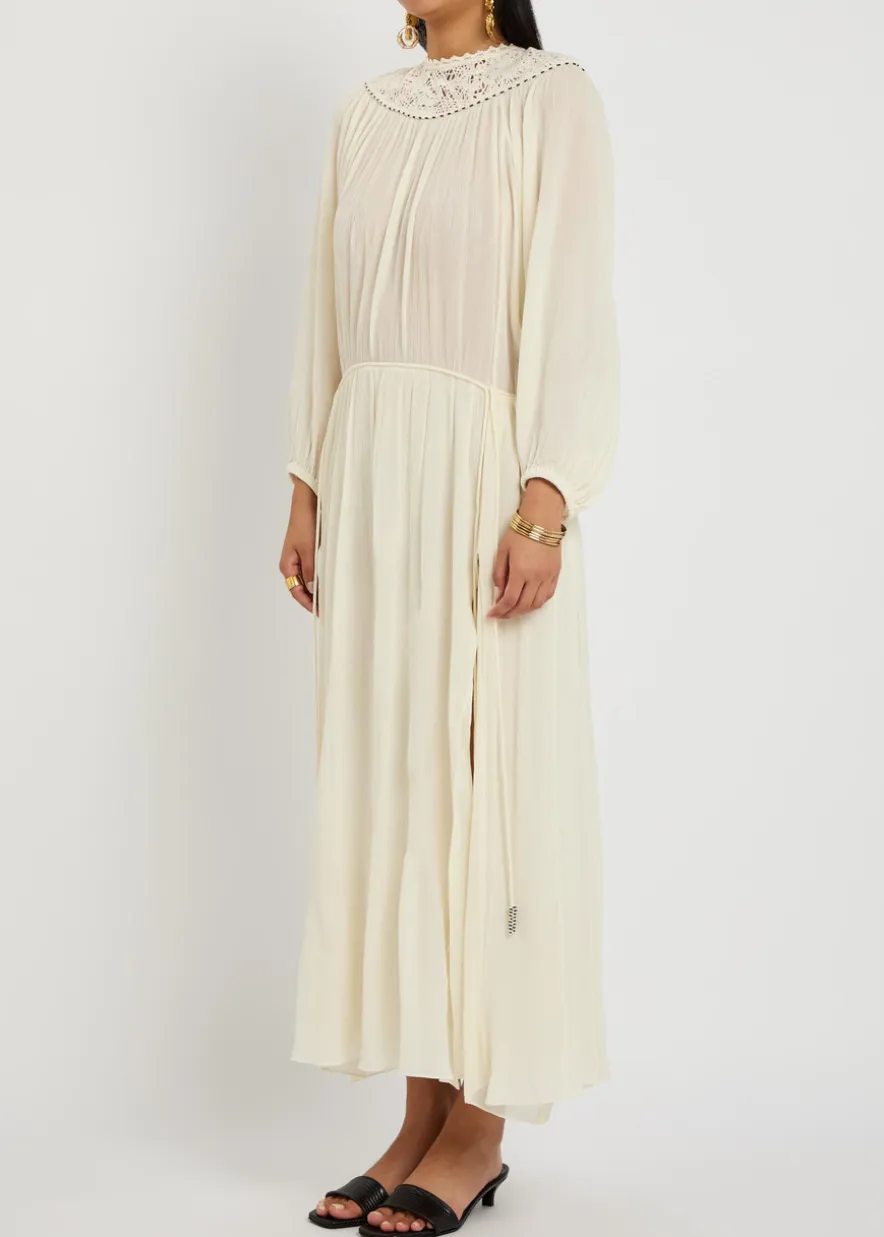 Nydia lace-trim silk-georgette maxi dress