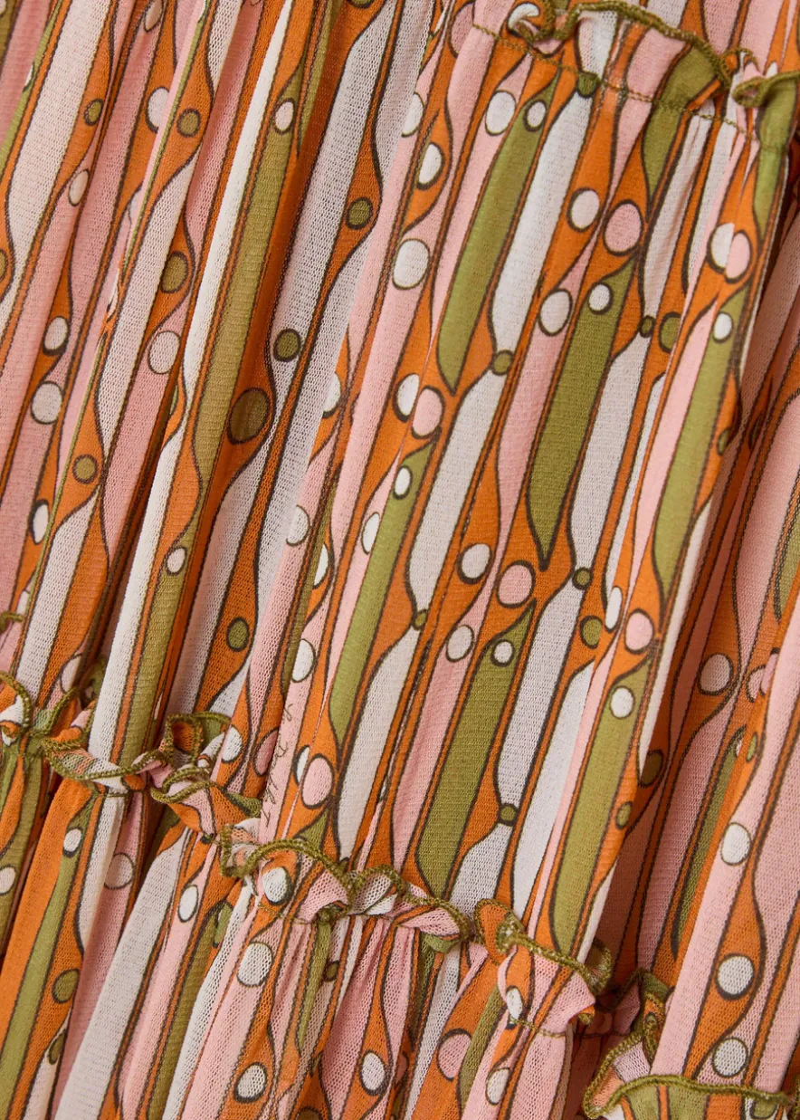 Nymph printed tiered stretch-tulle maxi dress