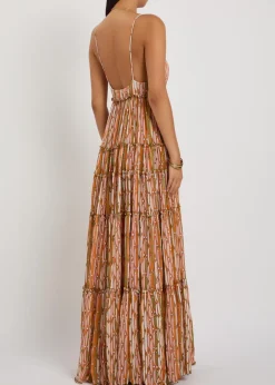 Nymph printed tiered stretch-tulle maxi dress