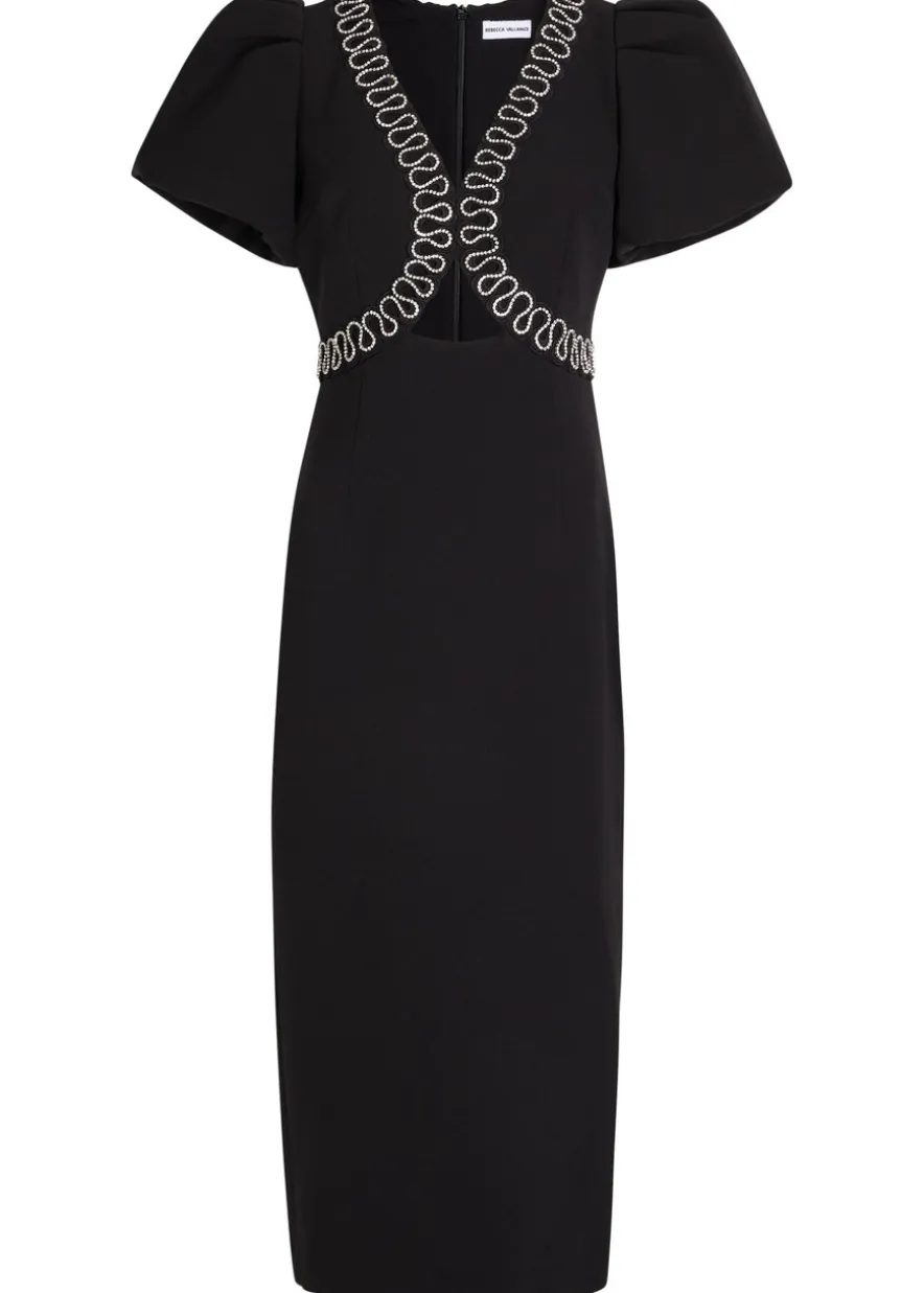 Nyx crystal-embellished crepe midi dress