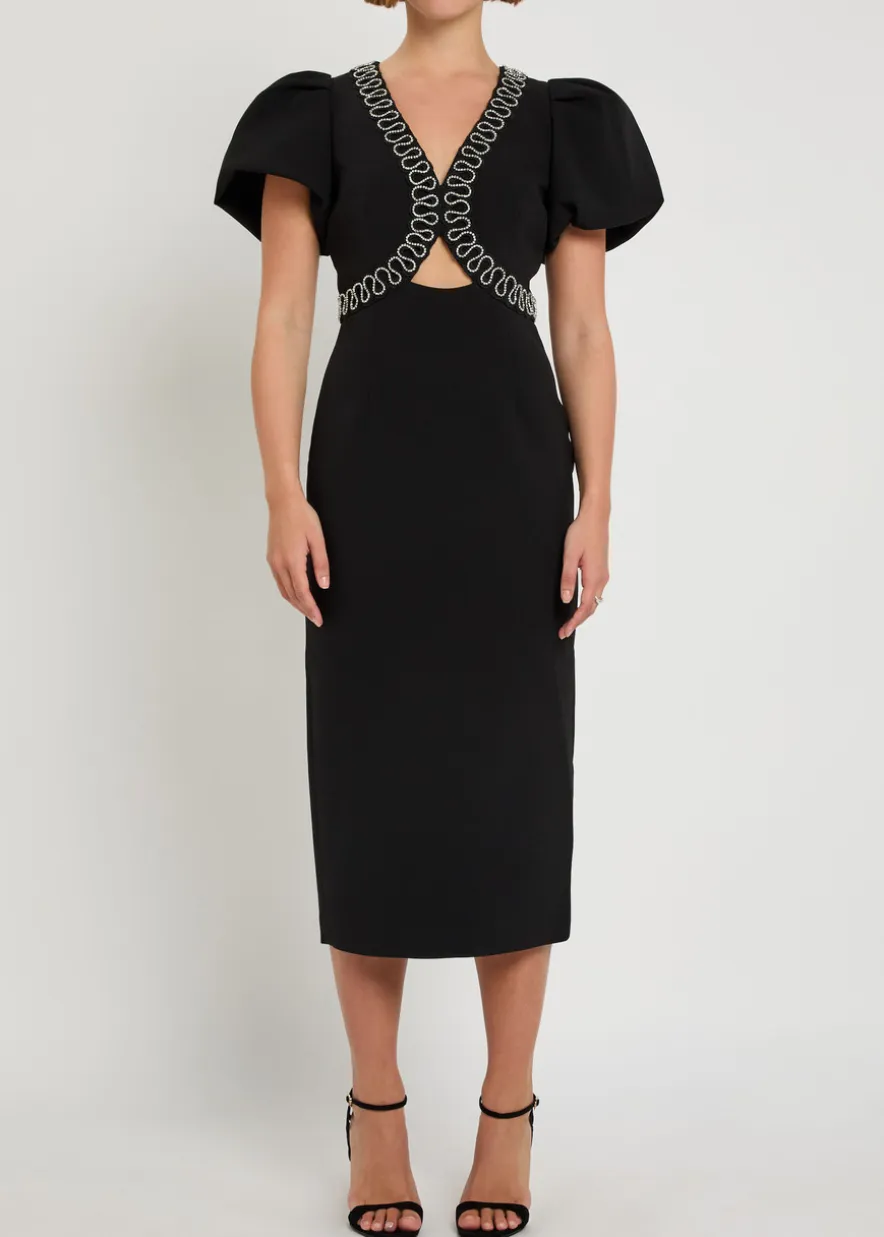 Nyx crystal-embellished crepe midi dress