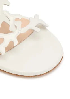 Ocean coral-design glossed nappa sandals