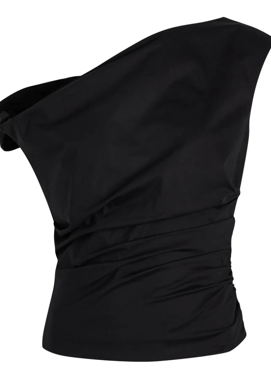 Off-the-shoulder cotton-poplin top