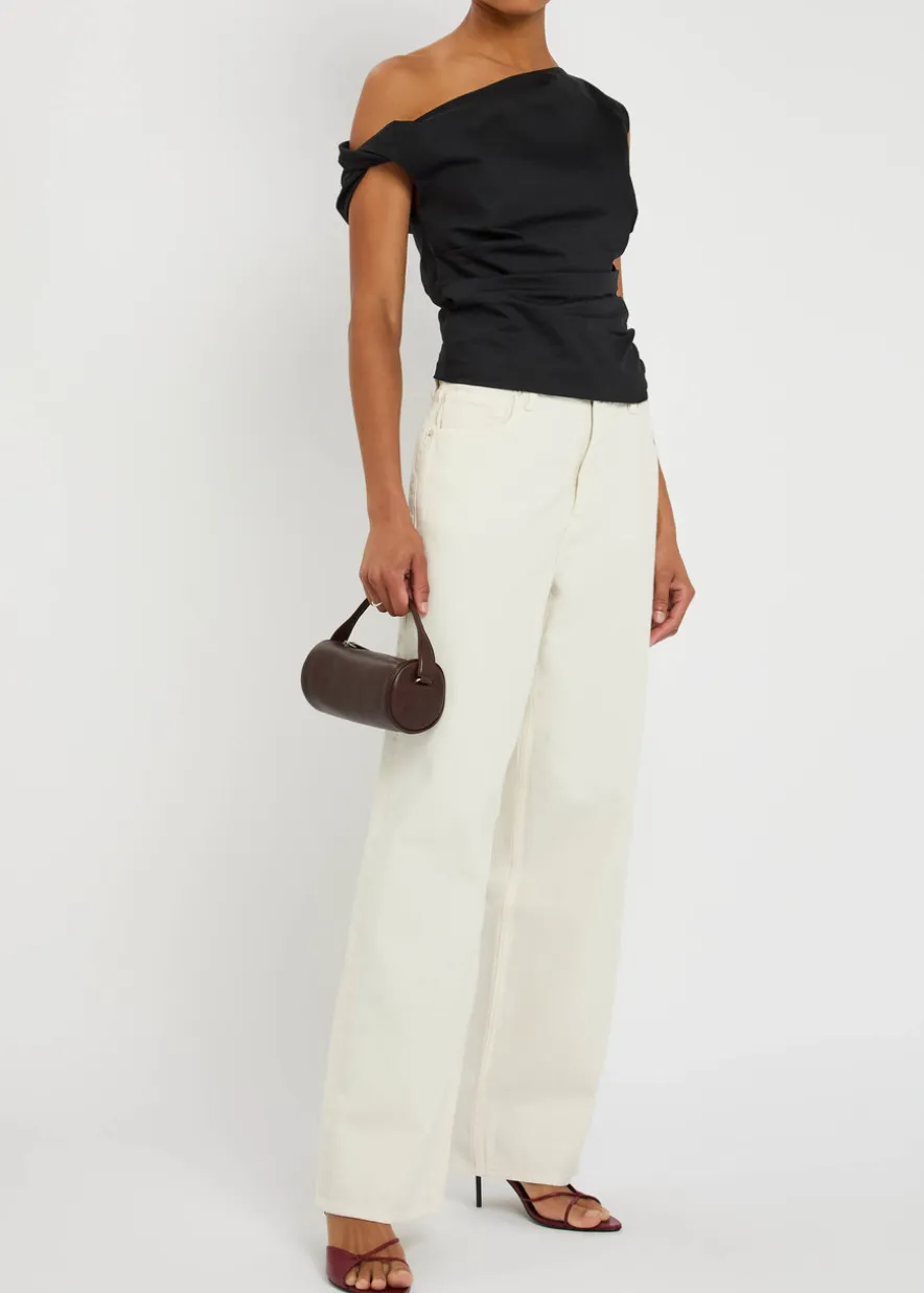 Off-the-shoulder cotton-poplin top