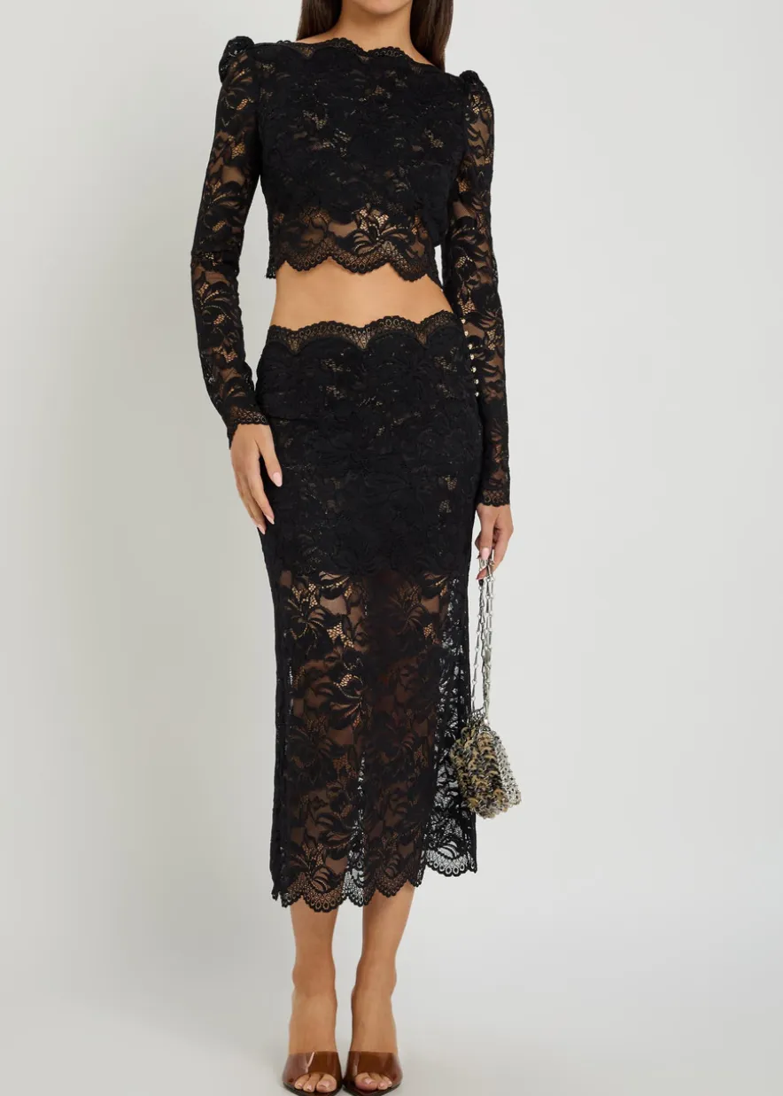 Off-the-shoulder lace crop top