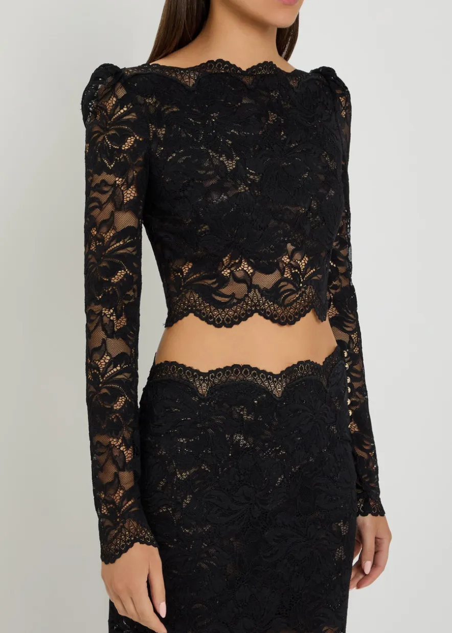 Off-the-shoulder lace crop top