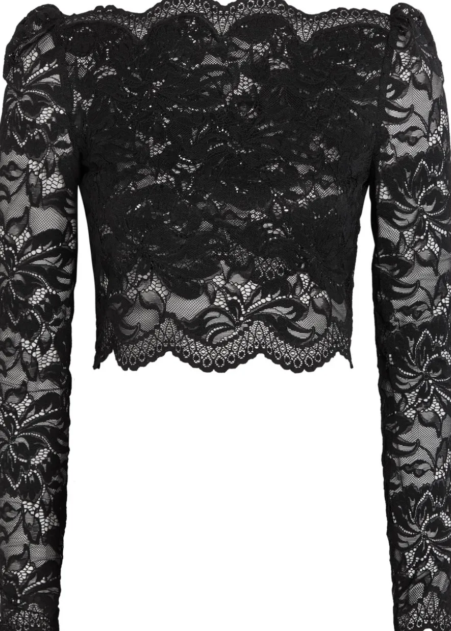 Off-the-shoulder lace crop top