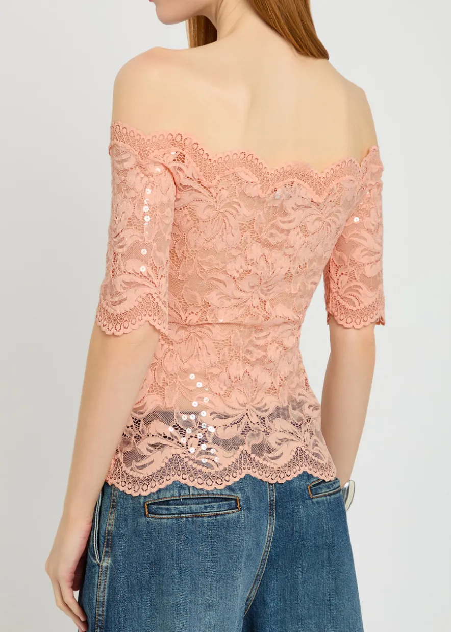 Off-the-shoulder lace top