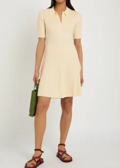 Olie ribbed knit mini polo dress