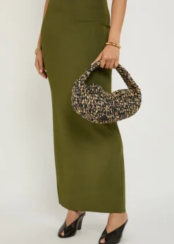 Olivia medium raffia top handle bag