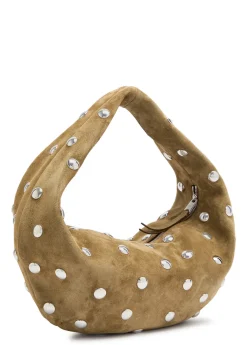 Olivia medium studded suede top handle bag