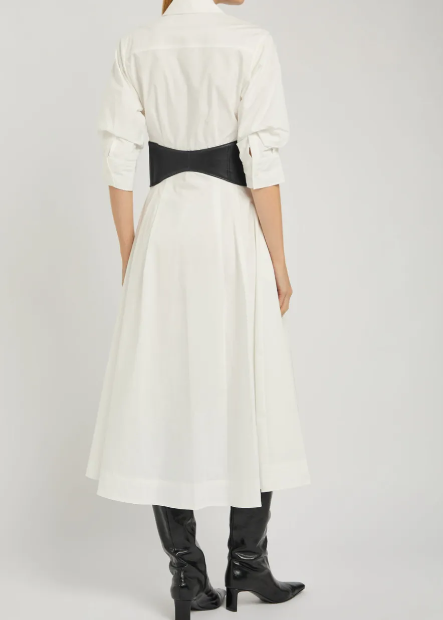 Olson belted cotton-blend poplin midi shirt dress
