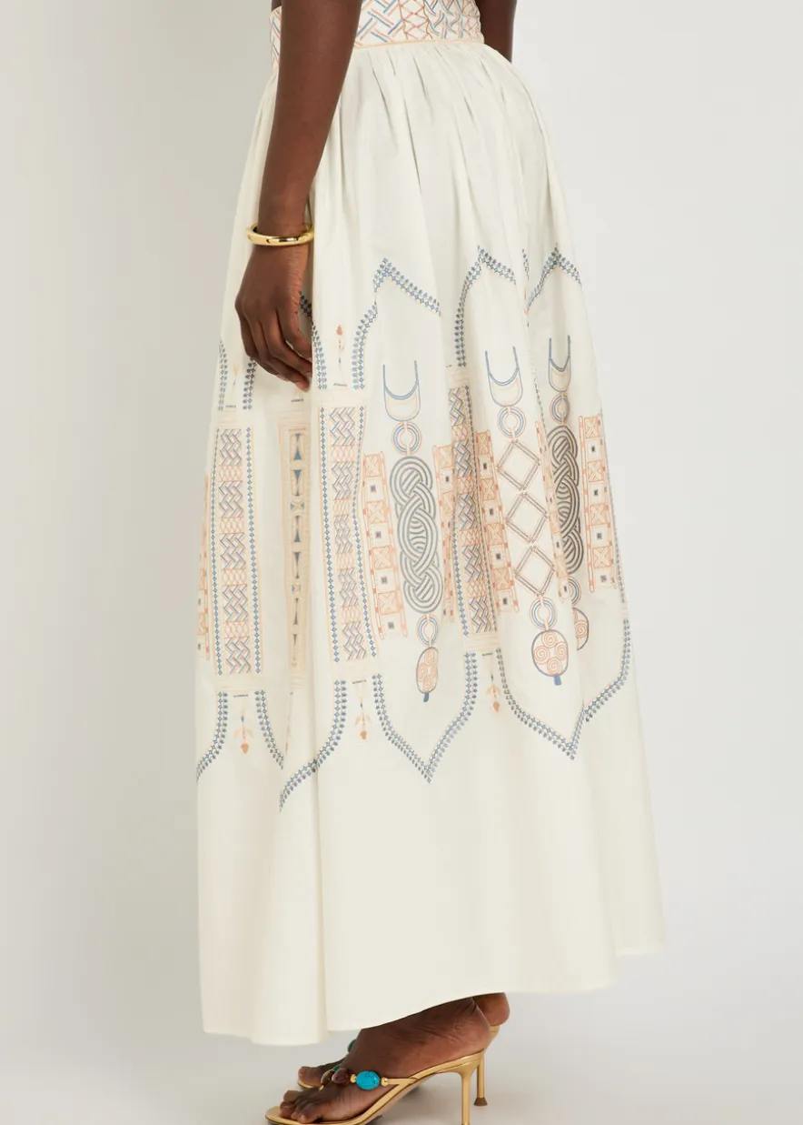 Ombretta embroidered cotton-blend midi skirt