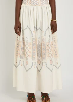 Ombretta embroidered cotton-blend midi skirt
