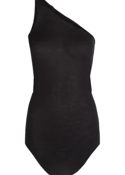 One-shoulder fine-knit tank