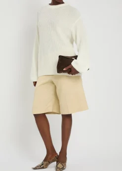 Open-knit cotton and linen-blend jumper