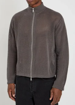 Open-knit linen and cotton-blend cardigan