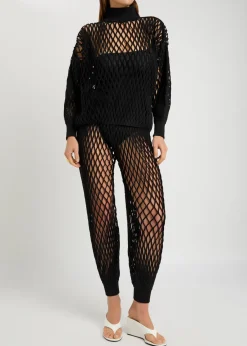 Open-knit stretch-jersey trousers