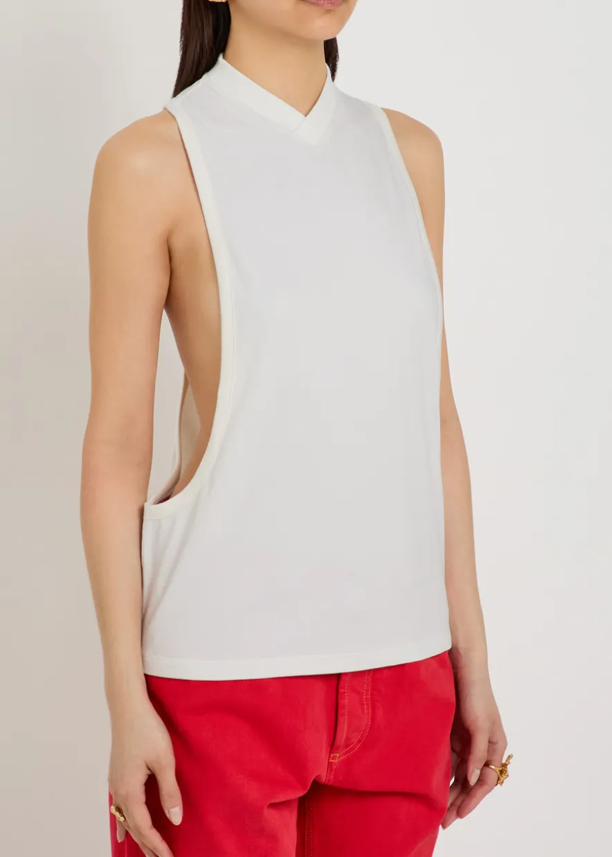 Open side stretch-cotton tank top