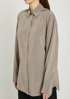 Open sleeve striped woven shirt