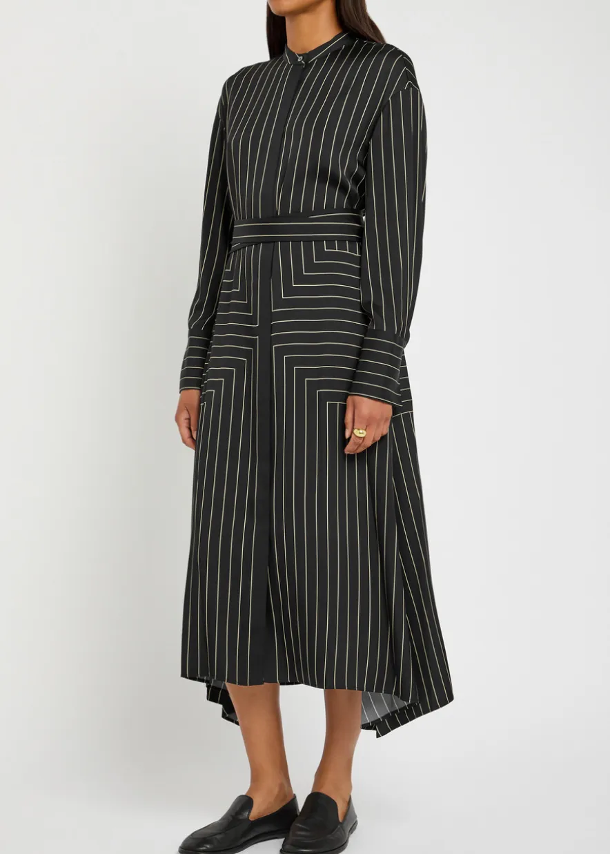 Orlana striped silk-blend midi shirt dress
