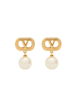 Ovalette VLogo Swarovski® pearl-embellished earrings