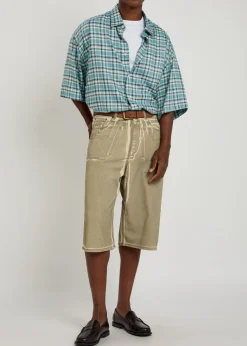Oversized checked woven shirt