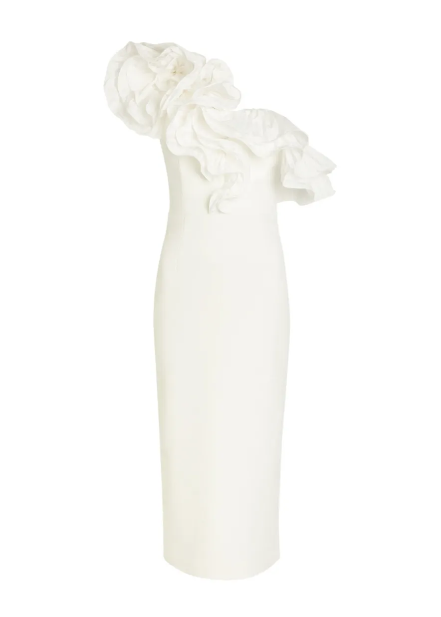 Ozias ruffled crepe midi dress