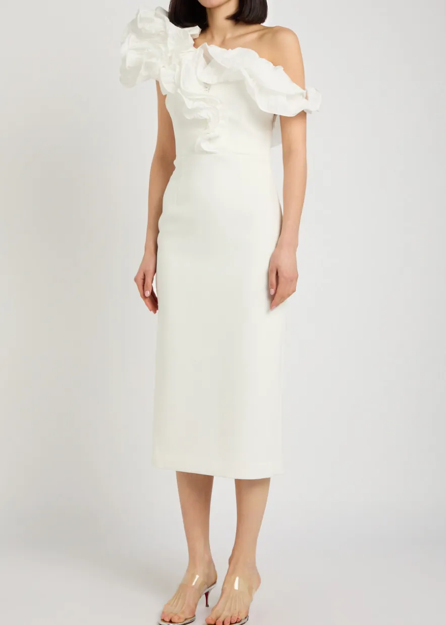 Ozias ruffled crepe midi dress