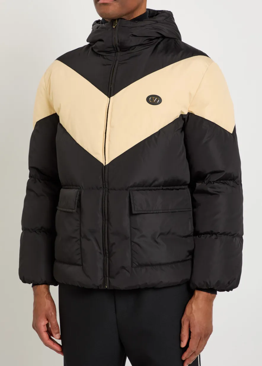 Padded colour-blocked shell jacket