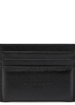 Padded logo leather card holder