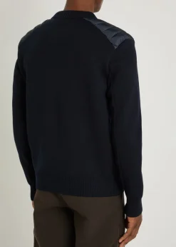 Padded-shoulder shell and wool-blend jumper