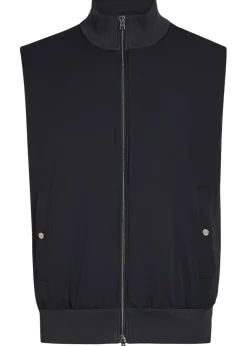 Padded stretch-shell and cotton-knit gilet
