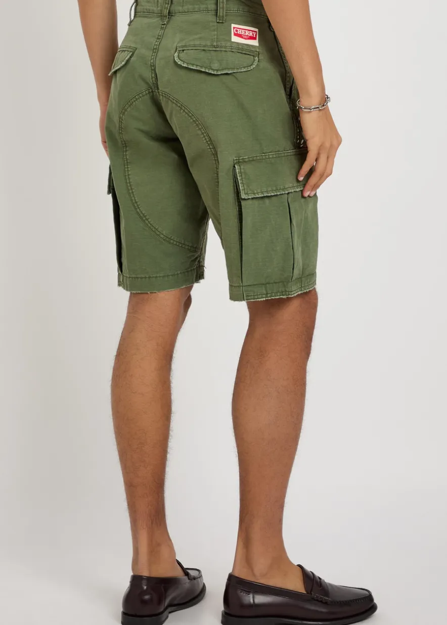 Paint-splatter cotton cargo shorts