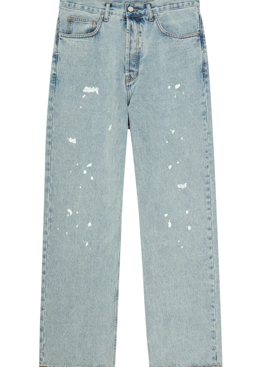 Paint splatter straight-leg denim jeans
