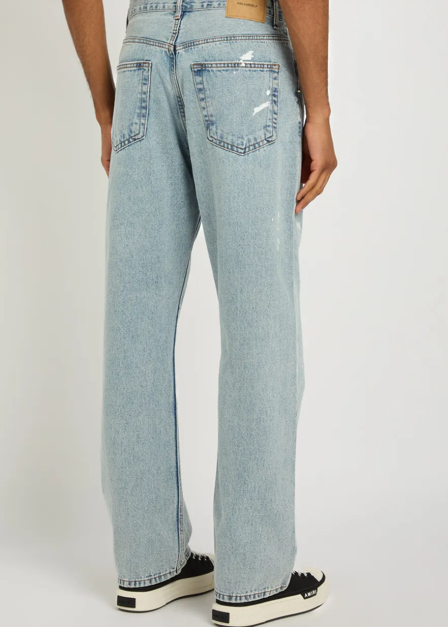 Paint splatter straight-leg denim jeans
