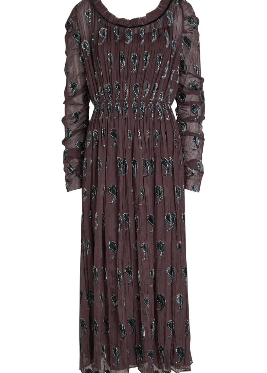 Paisley-devoré silk-blend midi dress