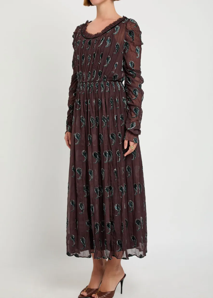 Paisley-devoré silk-blend midi dress