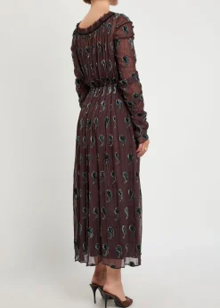 Paisley-devoré silk-blend midi dress