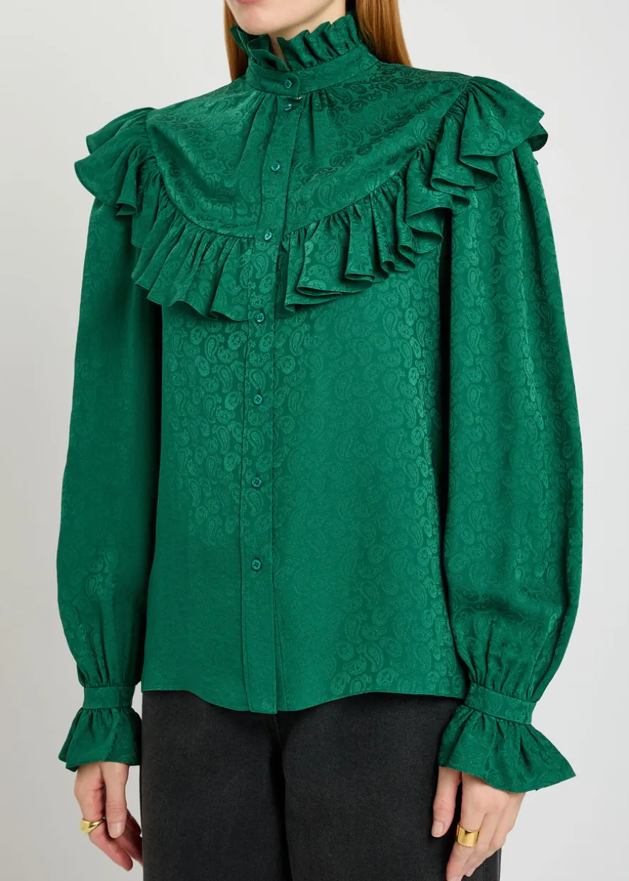 Paisley-jacquard silk blouse
