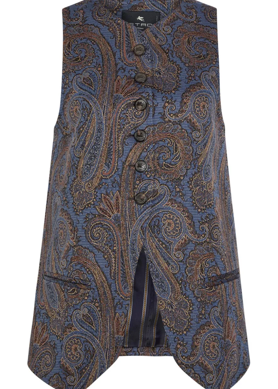 Paisley-jacquard woven vest