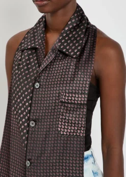 Paisley-print backless satin top
