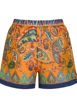 Paisley-print ramie shorts