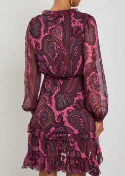 Paisley-print silk-chiffon mini dress